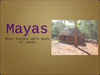 Mayas 
Most houses were made 
of adobe 
 