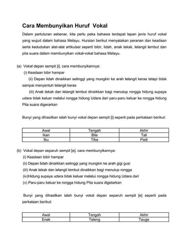 Bunyi vokal dan bunyi konsonan | DOC