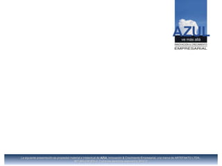 La siguiente presentación es propiedad material e intelectual de AZUL Innovación & Crecimiento Empresarial, una marca de ARTEFAKTO LTDA.,
                                          NIT 900.036.805-2. Todos los derechos reservados 2012 ©
 