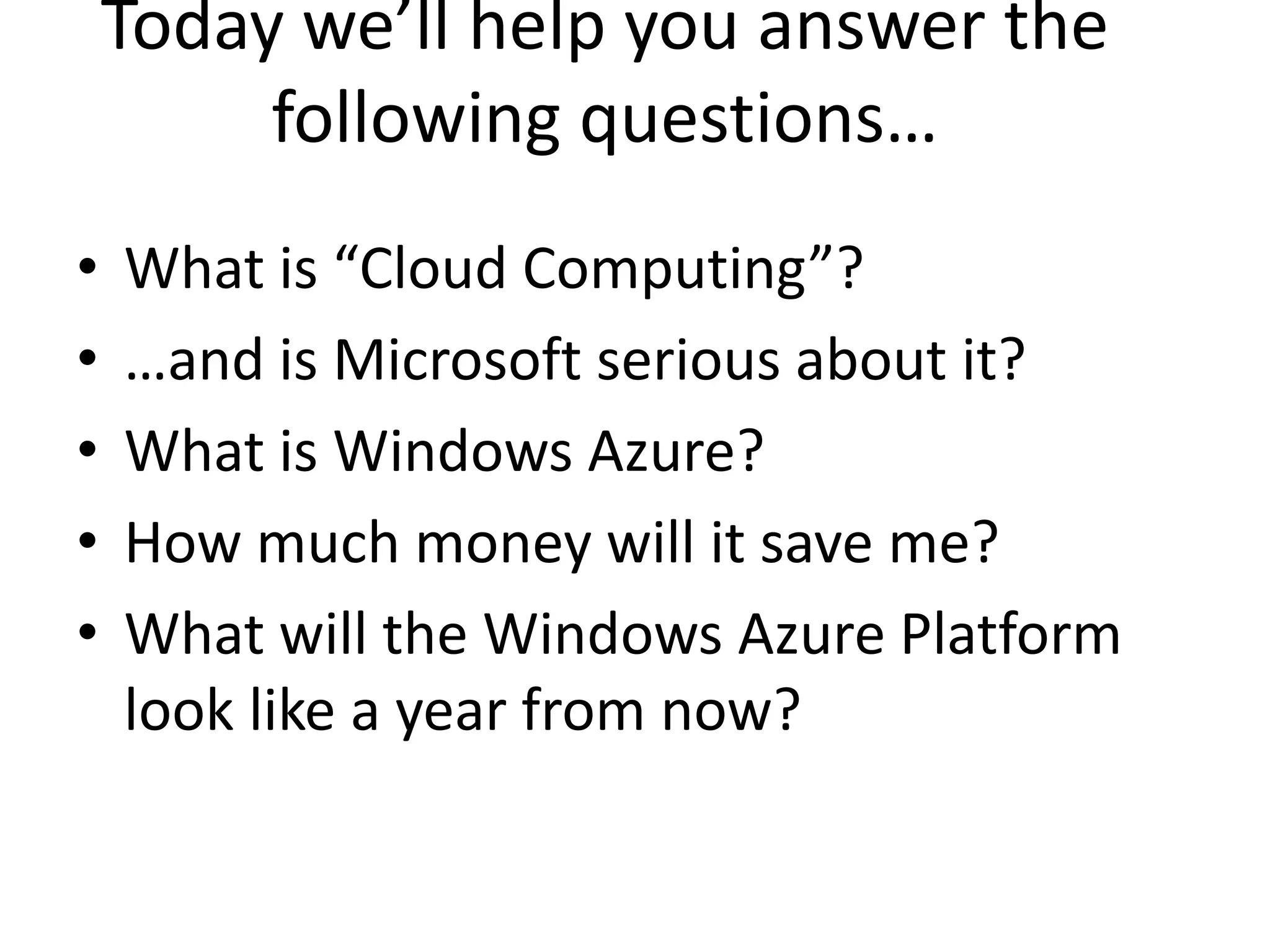 Required SetupPrior to delivery, you’ll need:A Windows Azure accountRead the e-mail message found in the Demo Setup folder for instructions.The “MyTODO” application loadedSee the Demo Setup document For the event, you’ll need:Internet Access**I will be adding hidden screenshot slides to this deck, in case there are any connectivity issues.