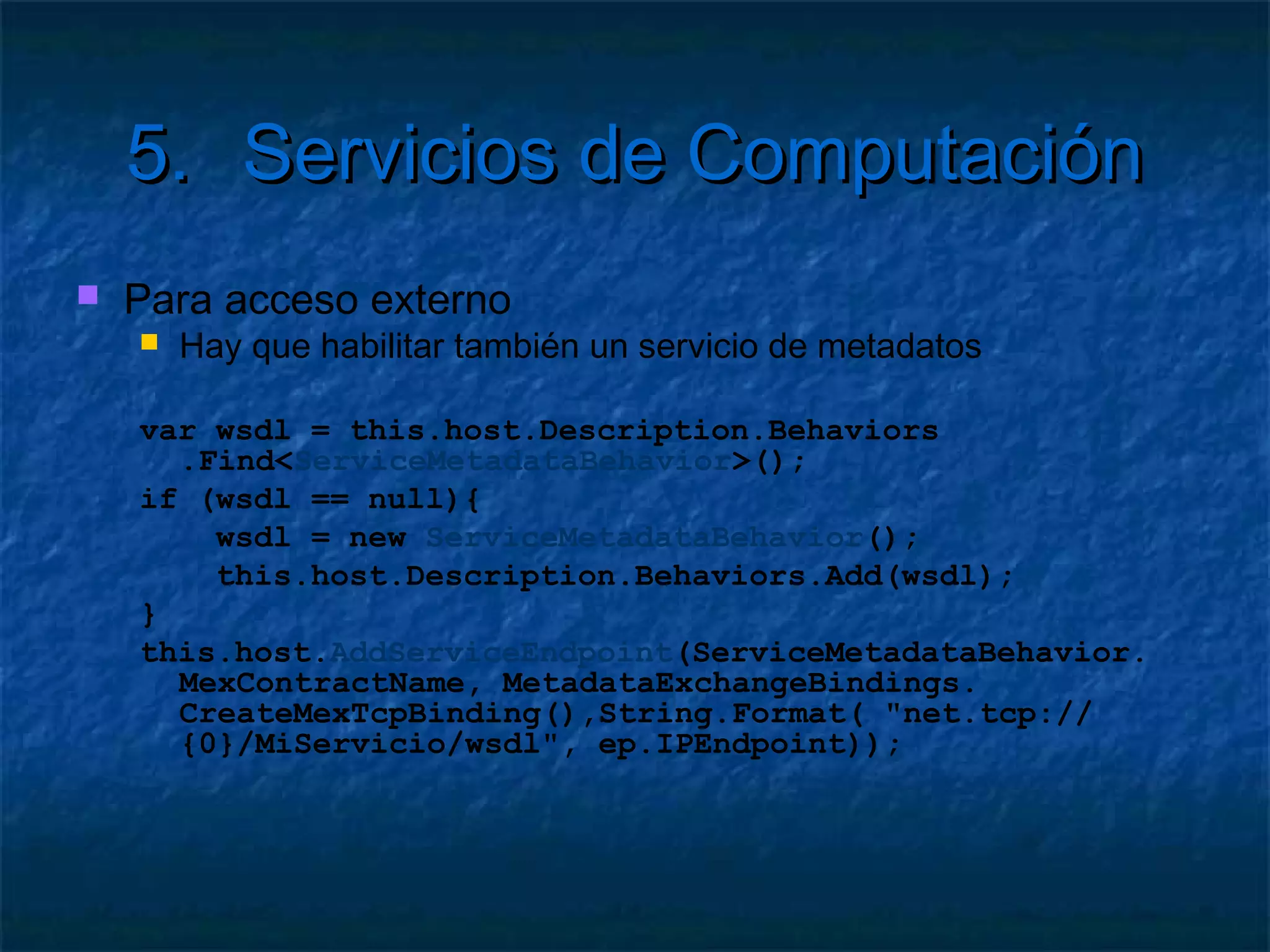 5.        Servicios de Computación

    Tal cual lo hemos creado no hace nada
    Hay que enviarle mensajes
    a.   Consumo desde cola
    b.   Peticiones desde un rol en Azure
    c.   Peticiones desde fuera
 
