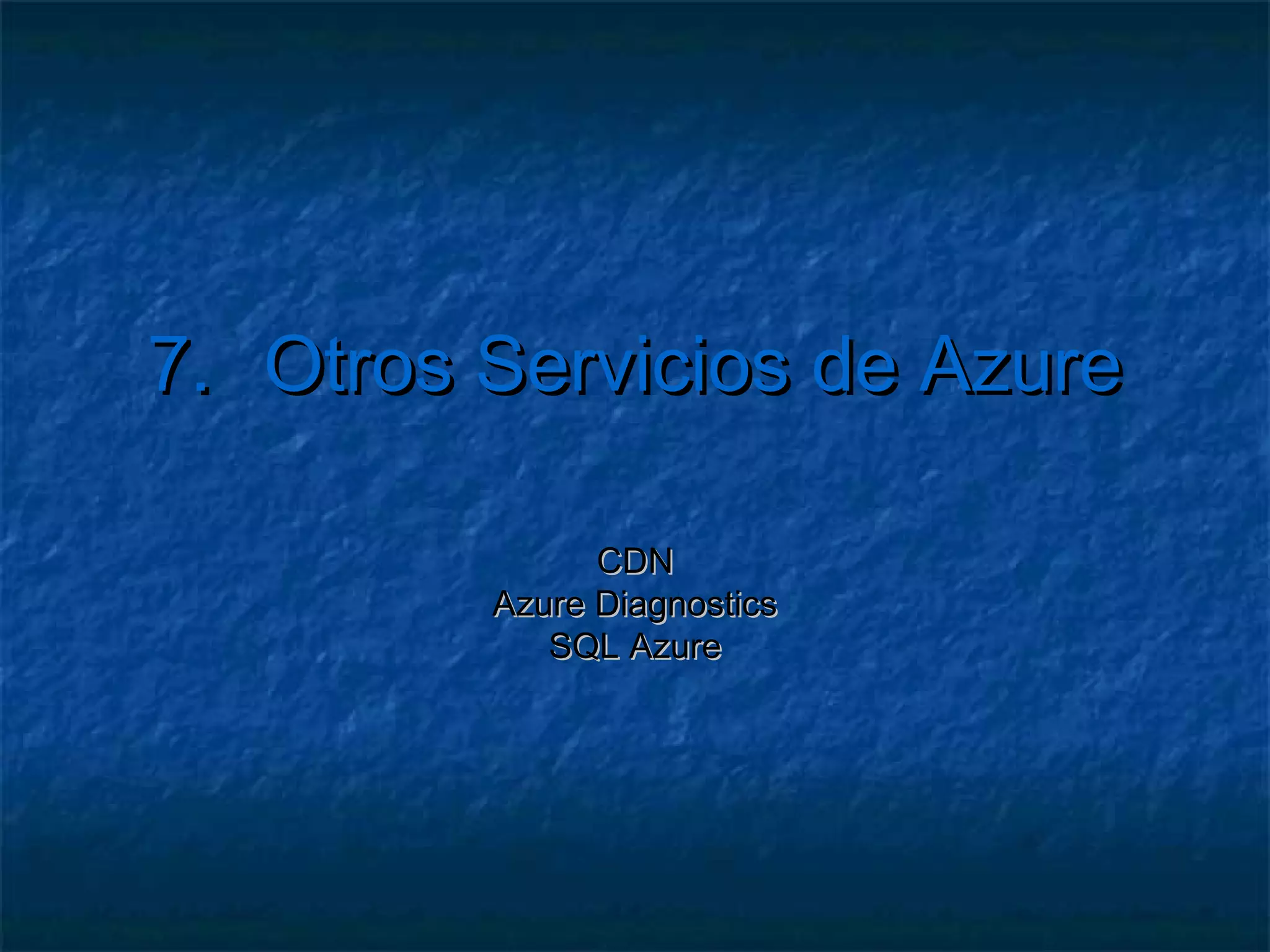 6.        Windows Azure AppFrabric
   ¿Así de simple?
       No, Hay que configurar App.config

    <client>
      <endpoint address="sb://[MI-NAMESPACE].servicebus.
      windows.net/ MiServicio" binding="miBinding" contract="
      IServicio" behaviorConfiguration="miBehavior"/>
    </client>

    <behavior><endpointBehaviors>
      <behavior name="miBehavior">…</behavior>
    </endpointBehaviors></behavior>
 