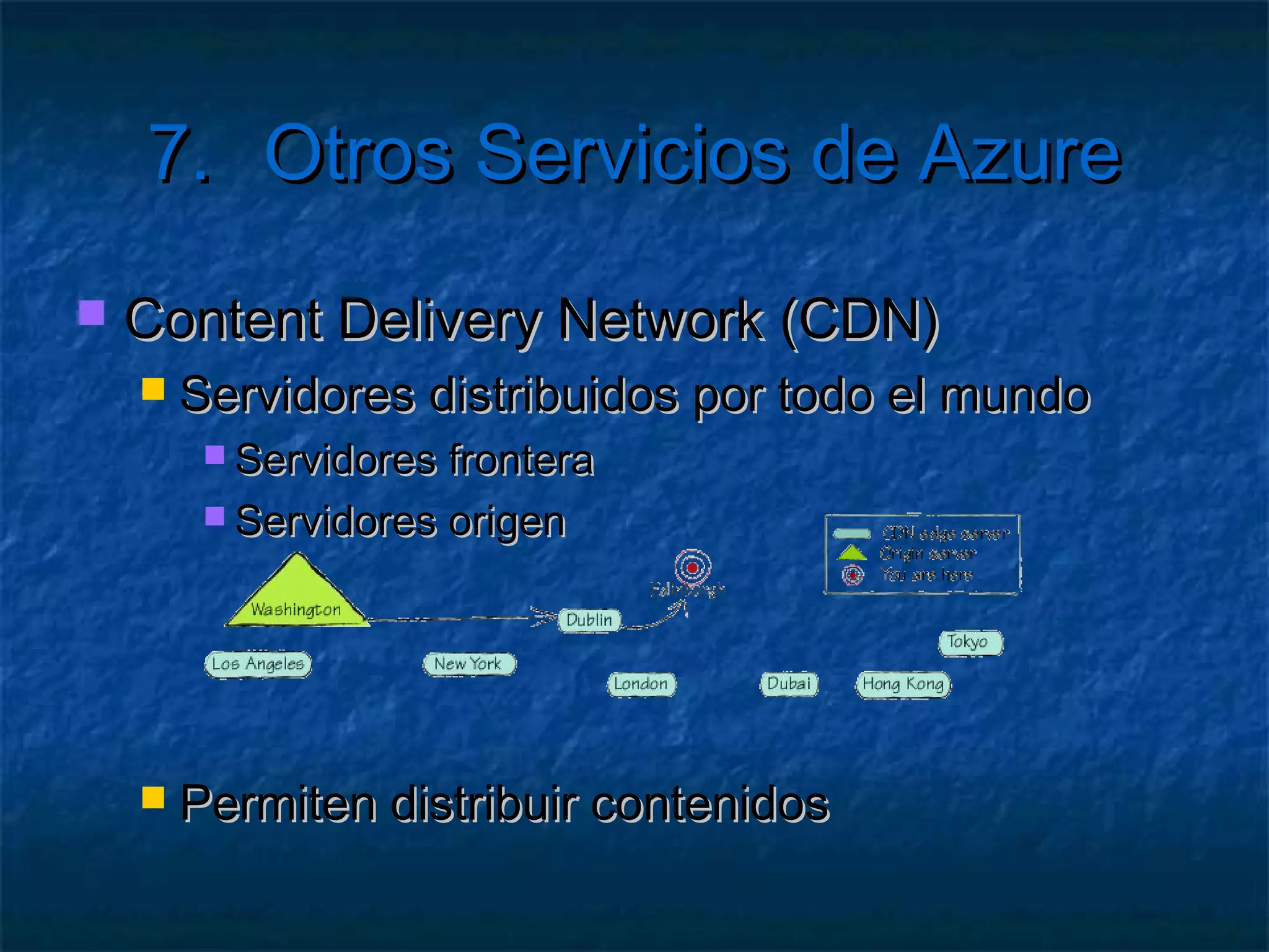 6.        Windows Azure AppFrabric
   ¿Así de simple?
       No, Hay que configurar App.config

    <extensions>
      <bindingExtensions>
       <add name="miBinding" type="Microsoft.ServiceBus.
      Configuration.NetTcpRelayBindingCollectionElement, Microsoft.
      ServiceBus, Version=1.6.0.0, Culture=neutral,
      PublicKeyToken=31bf3856ad364e35"/>
      </bindingExtensions>
    </extensions>
 