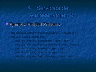 4. Servicios de Almacenamiento




        Table Service
 