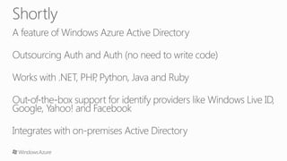 Introduction to Windows Azure Access Control Service