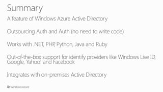 Introduction to Windows Azure Access Control Service
