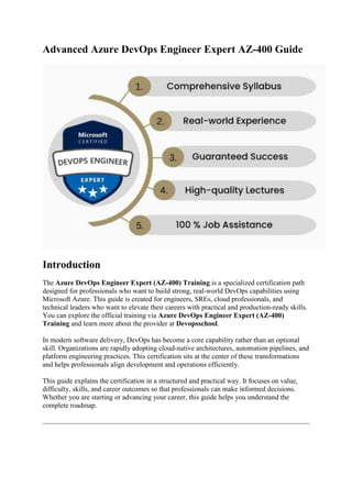 Comprehensive Guide to Advanced Azure DevOps Engineer Expert AZ-400 ...