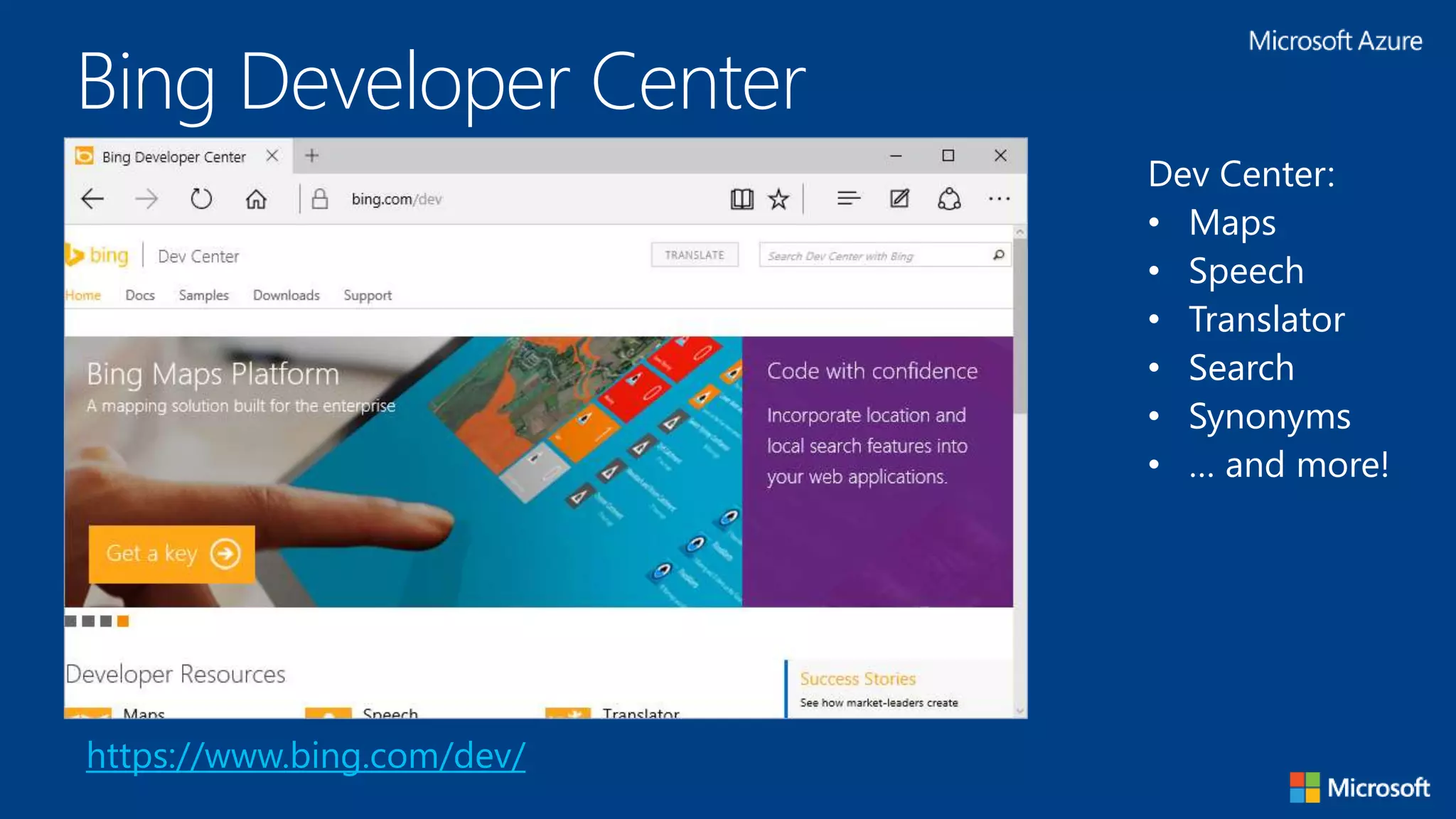 Notification Hubs
https://azure.microsoft.com/en-us/services/notification-hubs/
Platforms:
• iOS
• Android
• Windows
• Kindle
 