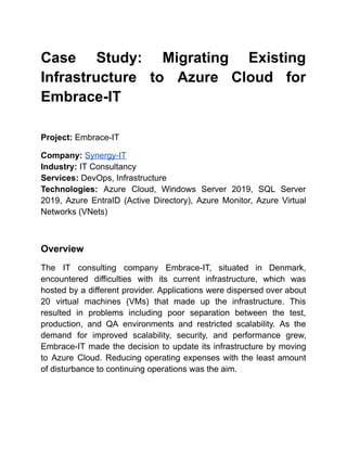 Case Study: Embrace-IT's Migration to Azure Cloud Infrastructure | PDF