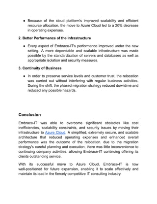 Case Study: Embrace-IT's Migration to Azure Cloud Infrastructure | PDF