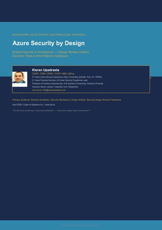 Azure Security by Design: Embedding Security in Architecture with ...