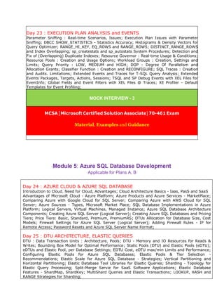 Azure SQL Database DEV - LIVE Online Training | PDF