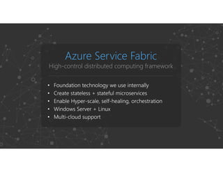 Azure Service Fabric
High-control distributed computing framework
 