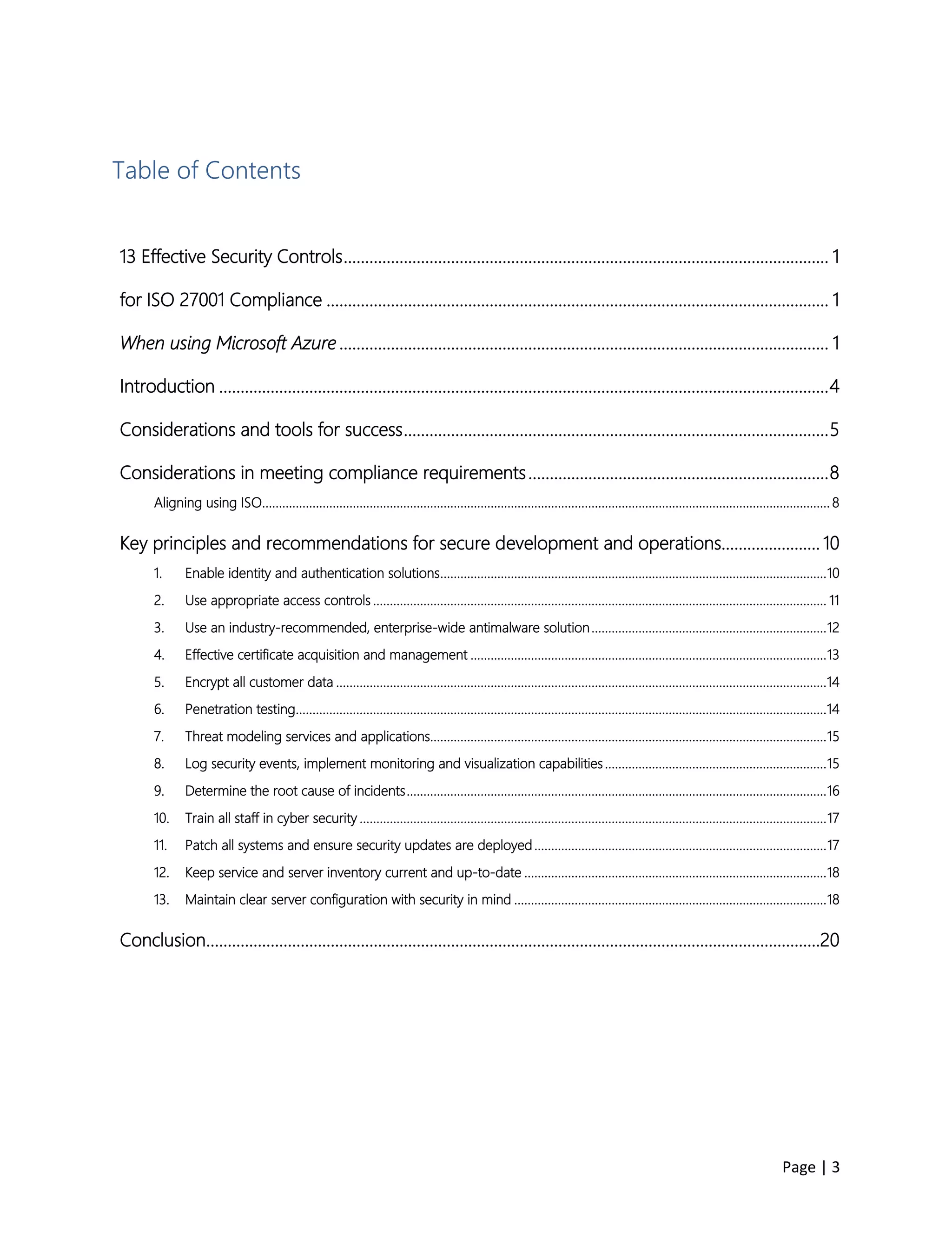 Azure 13 effective security controls for iso 27001 compliance PDF