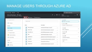MANAGE USERS THROUGH AZURE AD
 