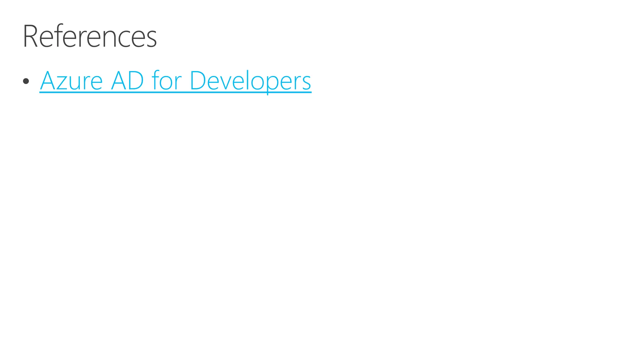 Azure AD for Developers
 