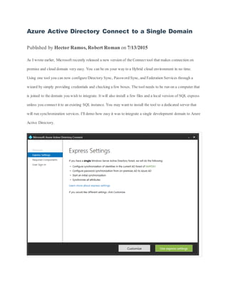 Azure active directory connect to a single domain | DOCX