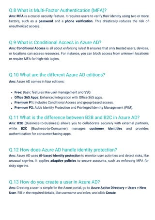 Azure Active Directory Interview Questions PDF By ScholarHat | PDF