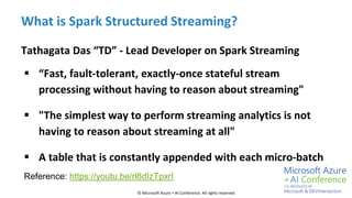 © Microsoft Azure + AI Conference All rights reserved.
What is Spark Structured Streaming?
Tathagata Das “TD” - Lead Devel...