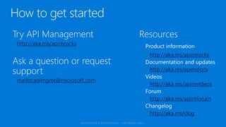http://aka.ms/apimrocks
mailto:apimgmt@microsoft.com
http://aka.ms/apimrocks
http://aka.ms/apimdocs
http://aka.ms/apimvideos
http://aka.ms/apimforum
http://aka.ms/clog
 