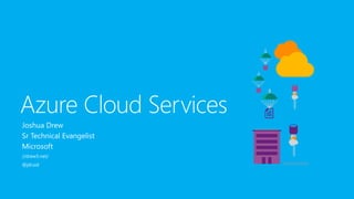 Azure Cloud Services
Joshua Drew
Sr Technical Evangelist
Microsoft
//drew5.net/
@jdruid
 