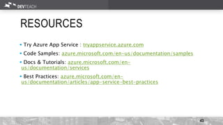 Azure app service to create web and mobile apps