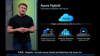 引用元：MyIgnite - Innovate across Hybrid and Multicloud with Azure Arc
https://myignite.microsoft.com/sessions/5c87d9de-e814-4fce-b72a-4a50338e2b9e?source=sessions
 