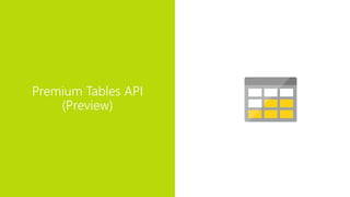 Premium Tables API
(Preview)
 