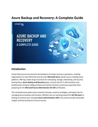Step-by-Step Guide to Azure Backup, Recovery, and Cloud Data Protection ...