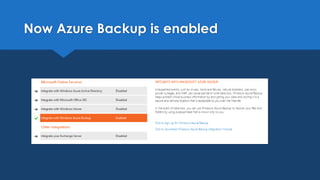 Now Azure Backup is enabled
 