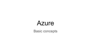 Azure
Basic concepts
 