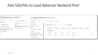 Add SQLVMs to Load Balancer Backend Pool
12
3/17/2023
 