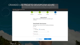 CRIANDO UM PROJETO DEVOPS EM AZURE
 