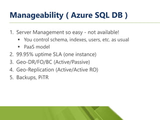 Azure Boot Camp 21.04.2018 SQL Server in Azure Iaas PaaS on-prem Lars ...