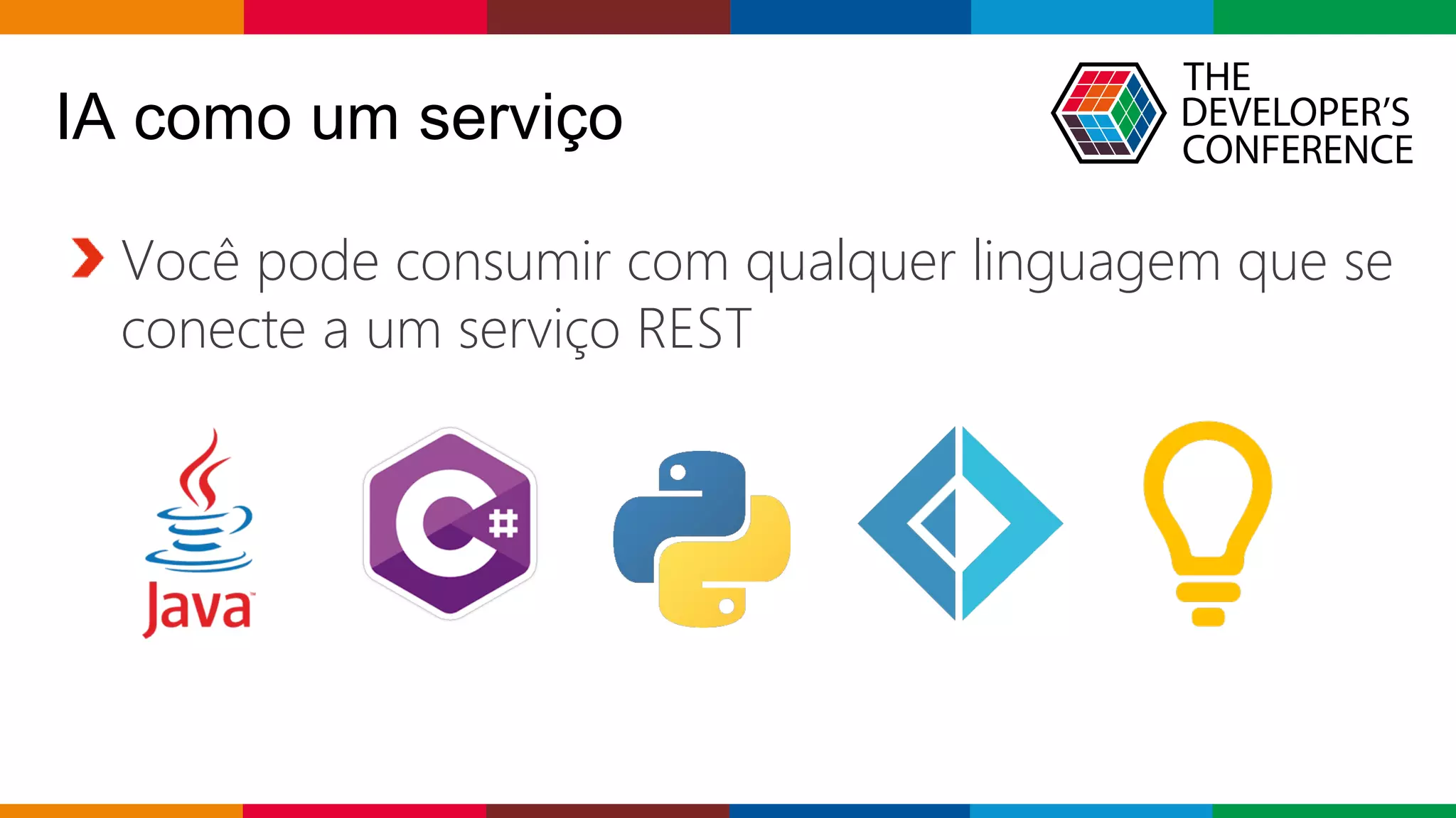 Globalcode – Open4education
Você pode consumir com qualquer linguagem que se
conecte a um serviço REST
IA como um serviço
 
