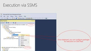 on premises
in Azure
Once deployed, you can configure packages
for execution on SSIS PaaS
 