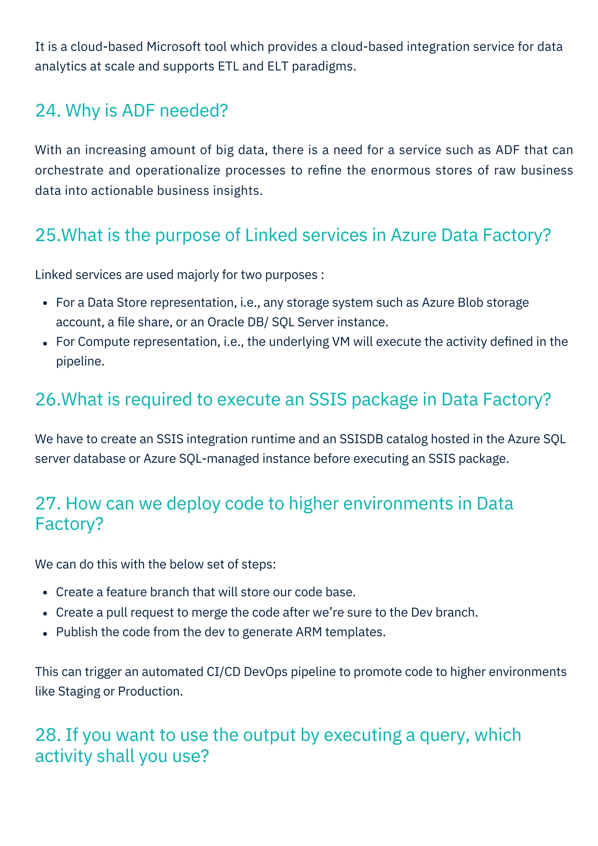 Azure Data Factory Interview Questions PDF By ScholarHat | PDF