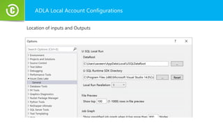 ADLA Local Account Configurations
Location of inputs and Outputs
 