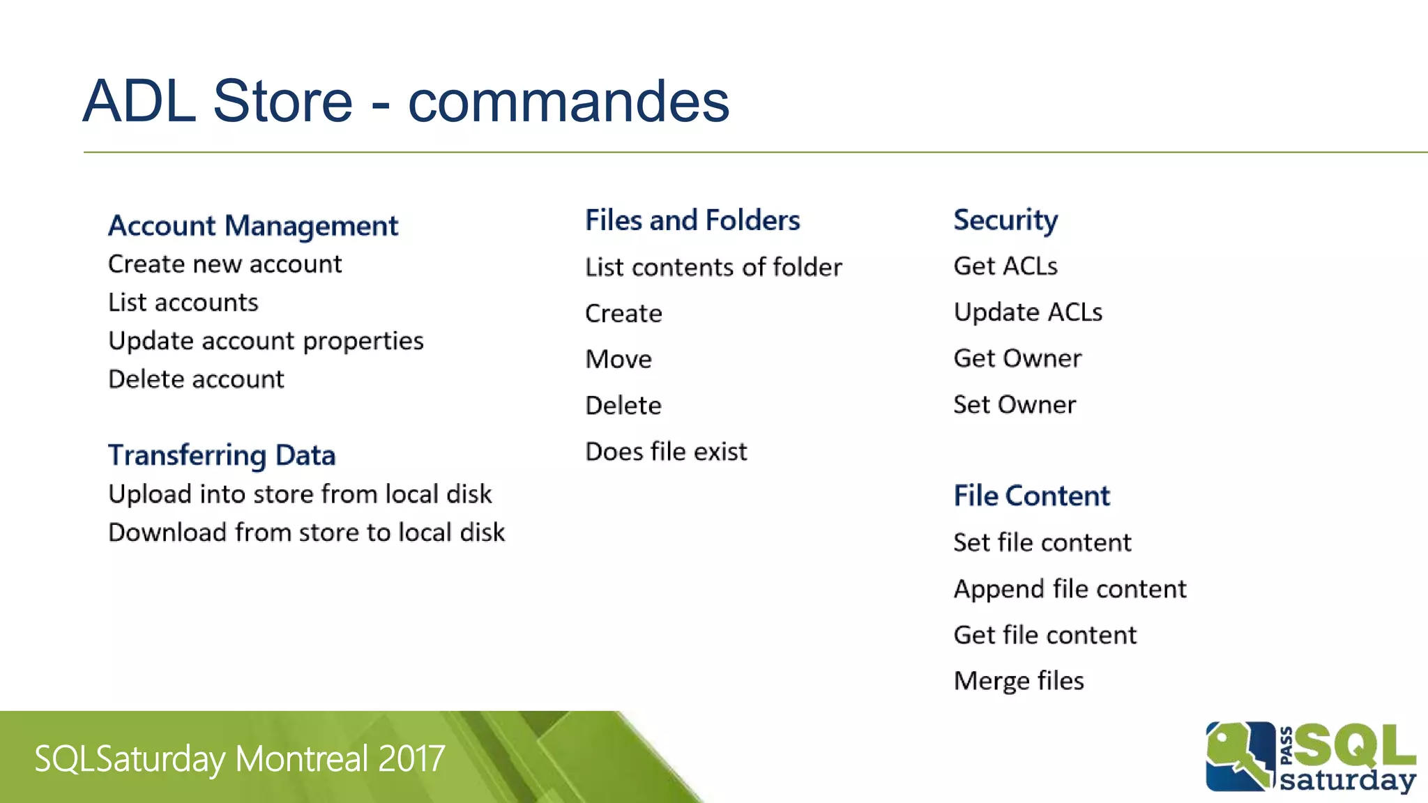 SQLSaturday Montreal 2017
ADL Store - commandes
 