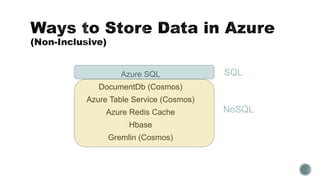 Azure Database Options - NoSql vs Sql | PPT