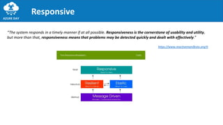 Responsive
“The system responds in a timely manner if at all possible. Responsiveness is the cornerstone of usability and utility,
but more than that, responsiveness means that problems may be detected quickly and dealt with effectively.”
https://www.reactivemanifesto.org/it
 