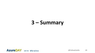 2018 Ukraine
3 – Summary
@FollowEstelle 29
 