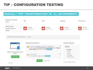 29CONFIDENTIAL
TIP – CONFIGURATION TESTING
MANUALLY TEST TRANSFORMATIONS ON ALL ENVIRONMENTS
 