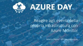 Reagire agli eventi della
propria infrastruttura con
Azure Monitor
Marco Obinu - @OmegaMadLab
 