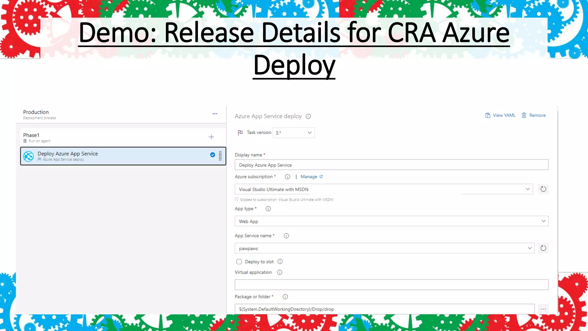 Demo: Release Details for CRA Azure
Deploy
 