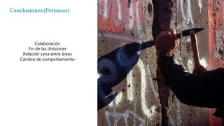 Conclusiones (Personas)
Colaboración
Fin de las divisiones
Relación sana entre áreas
Cambio de comportamiento
 