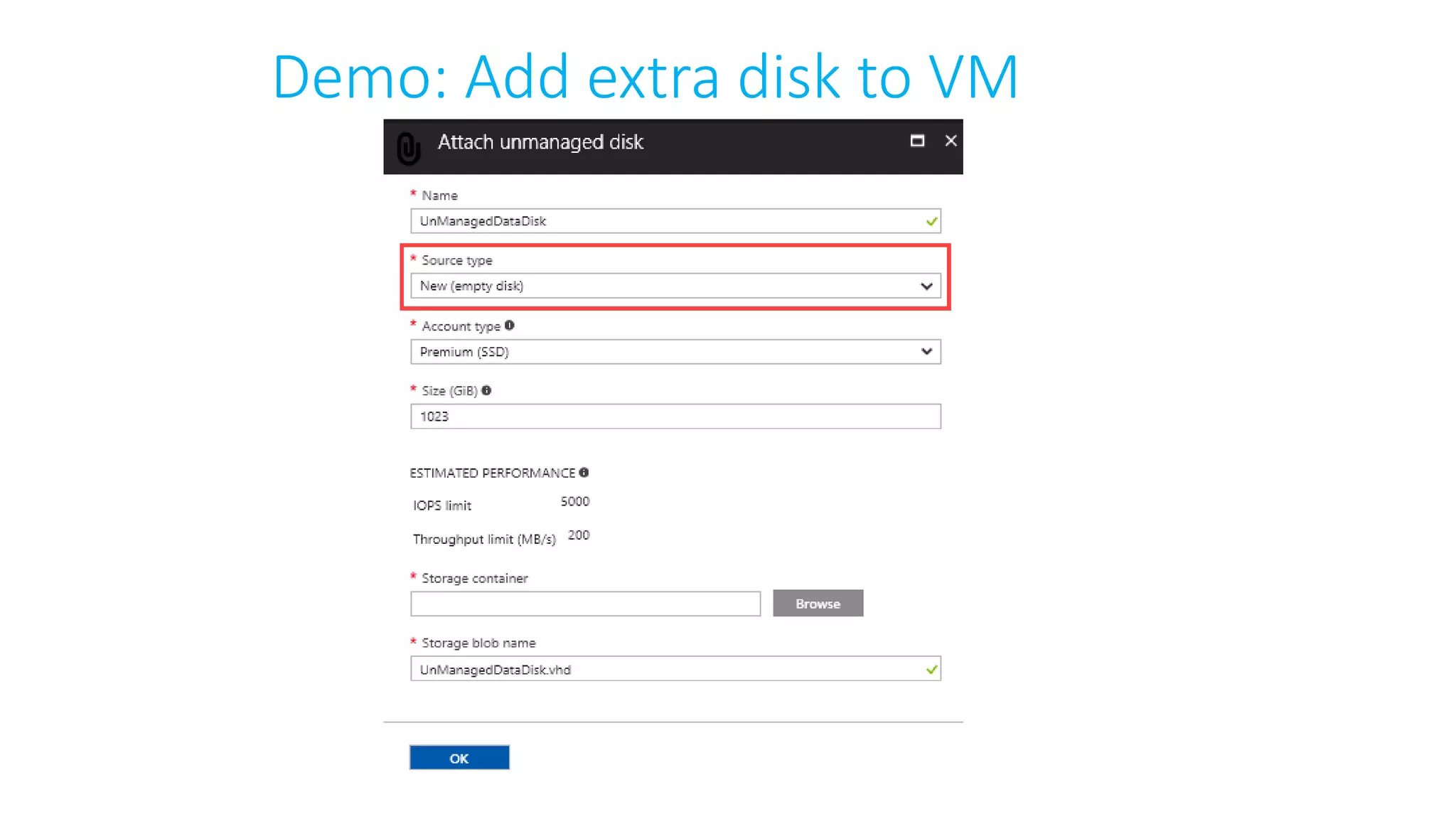 Demo: Add extra disk to VM
 