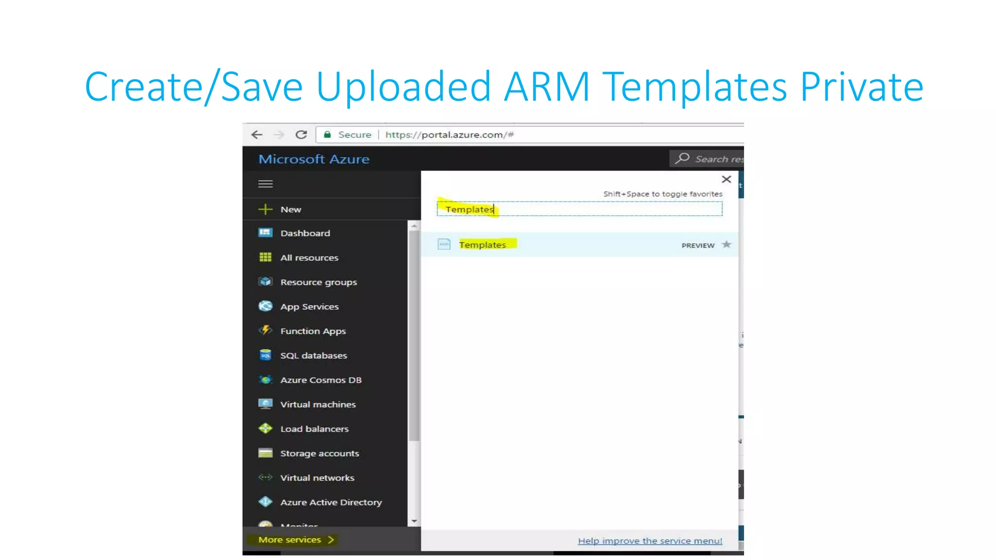 Create/Save Uploaded ARM Templates Private
 
