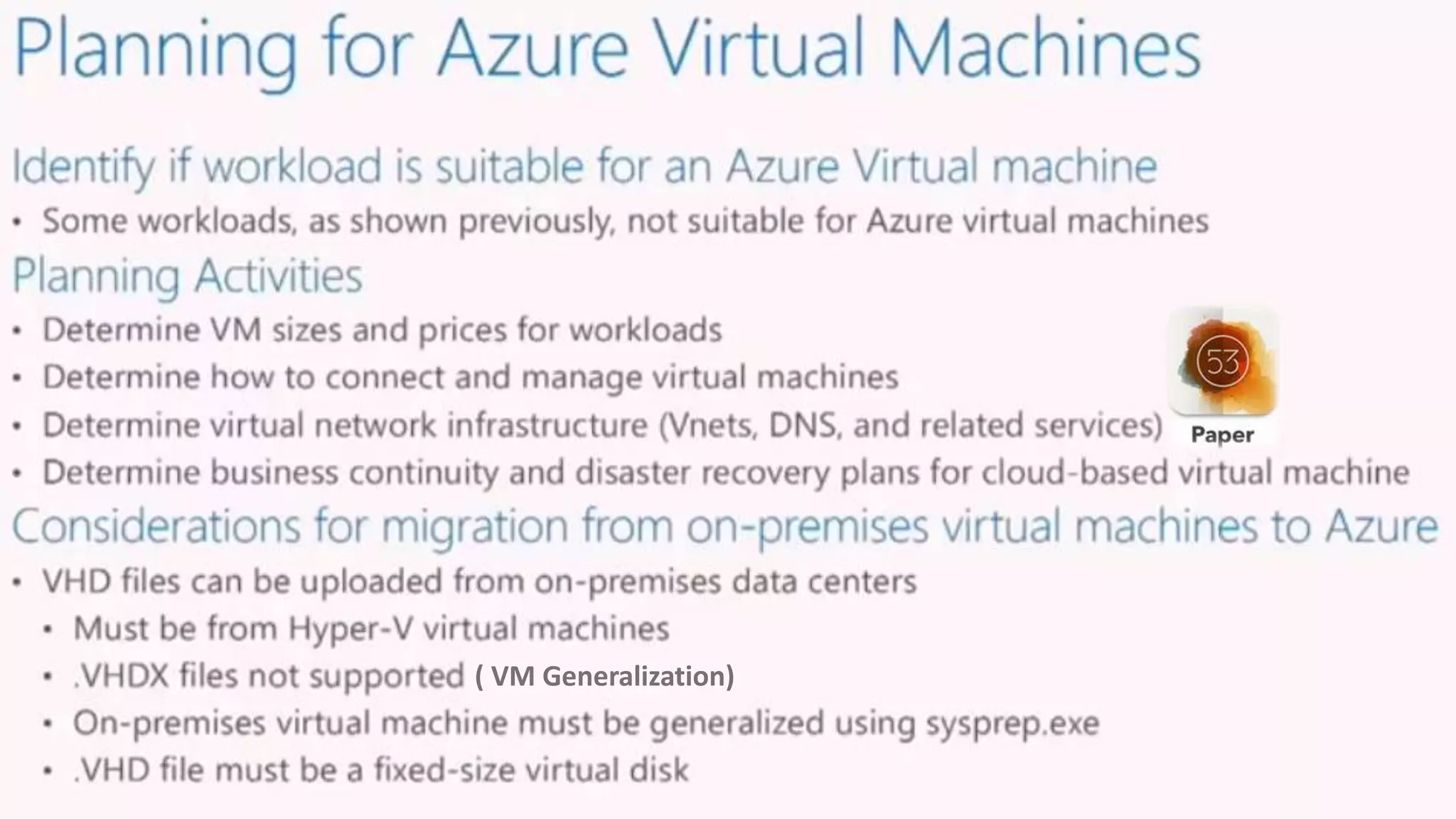 ( VM Generalization)
 