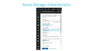 Azure Storage characteristics
 